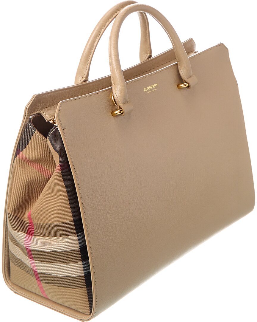 Burberry Banwell Medium Check Canvas & Leather Satchel – Bluefly