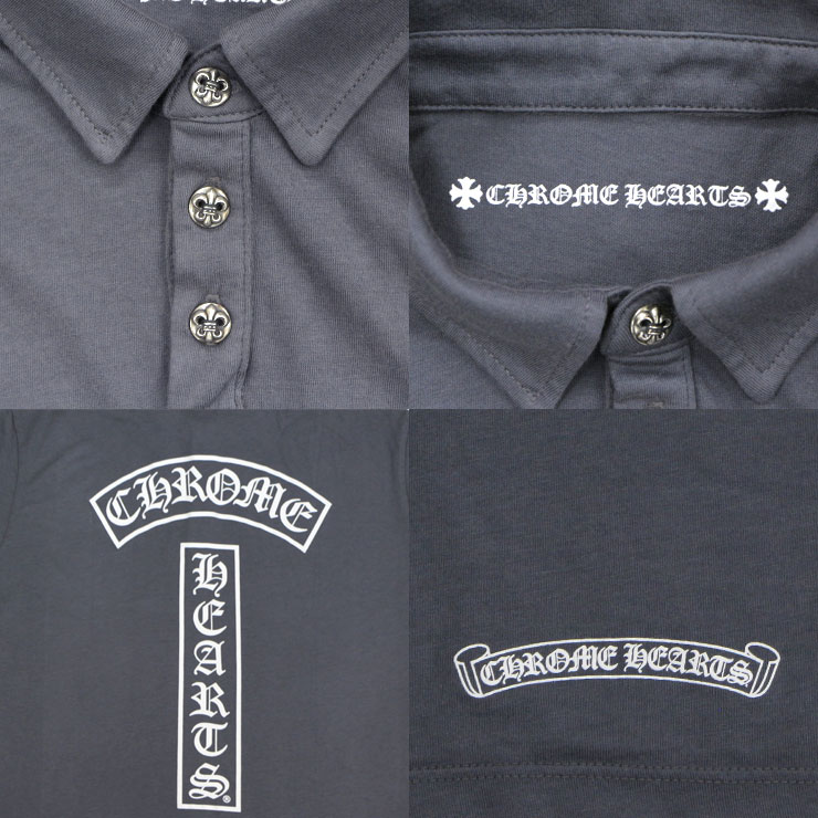 クロムハーツポロシャツホースシューBSフレアボタングレイ|クロム