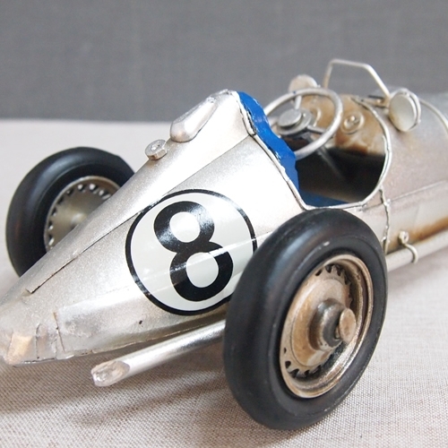 ブリキの車 レーシングカー／シルバー(Mサイズ) , ブリキのおもちゃTOP