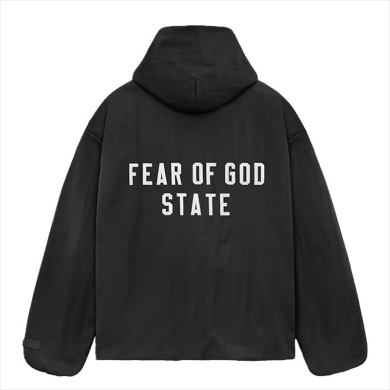 ESSENTIALS Textured Nylon Hooded Coaches Jacket