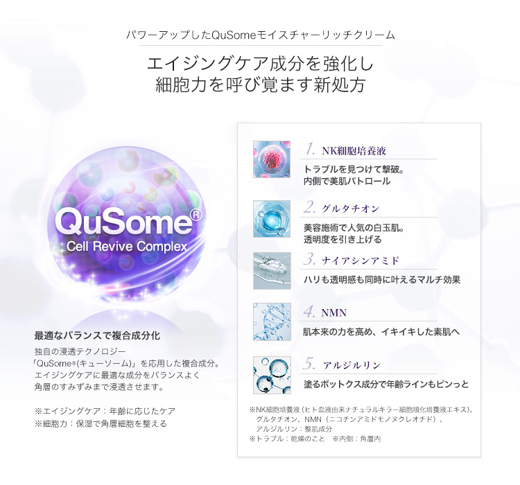 QuSomeモイスチャーリッチクリーム | スキンケア化粧品・サイエンス