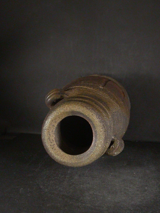 備前焼 登窯 備前焼中堅作家 西墻 邦雄 共箱付き窯変耳付き花入2