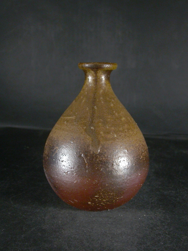 備前焼 登窯 備前焼人間国宝 伊勢崎 淳 共箱付黄ゴマ徳利16 備前焼卸