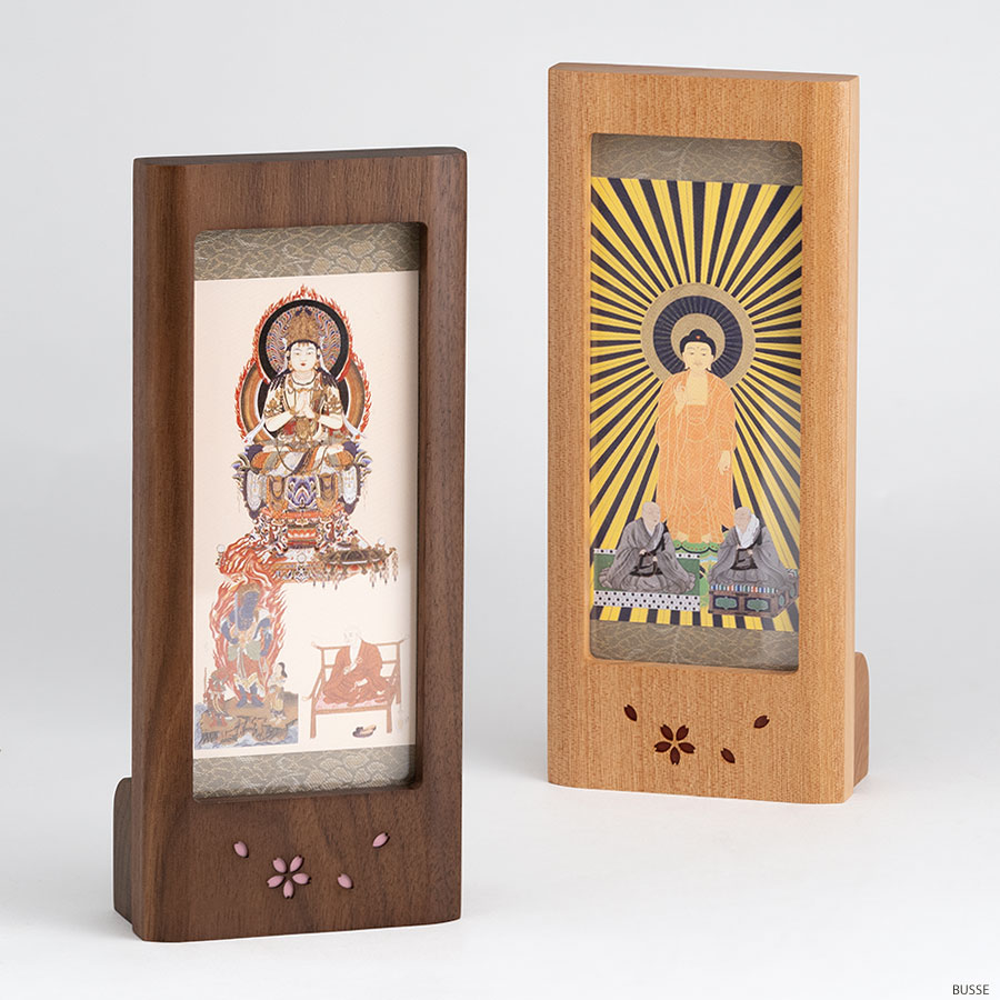 木製スタンド掛軸 さくら Sサイズ ウォールナット/樺桜 合幅 各宗用