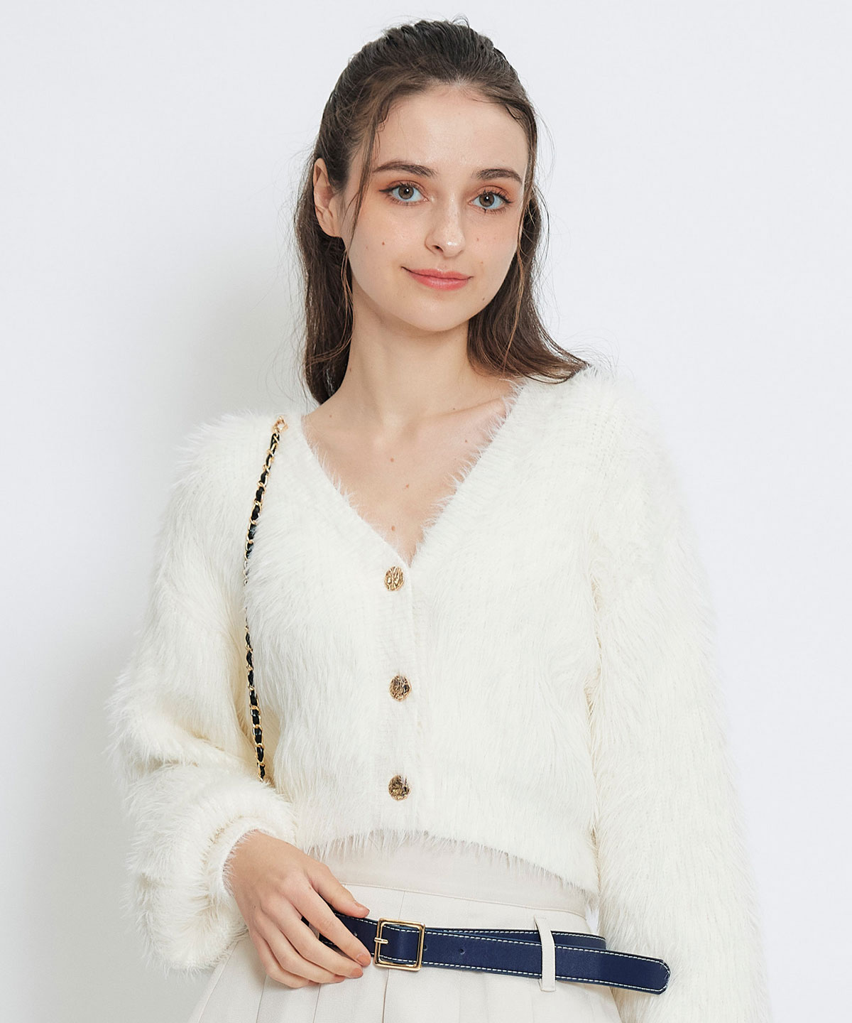 コンパクトシャギーニットカーディガン(F ホワイト): REDYAZEL｜公式