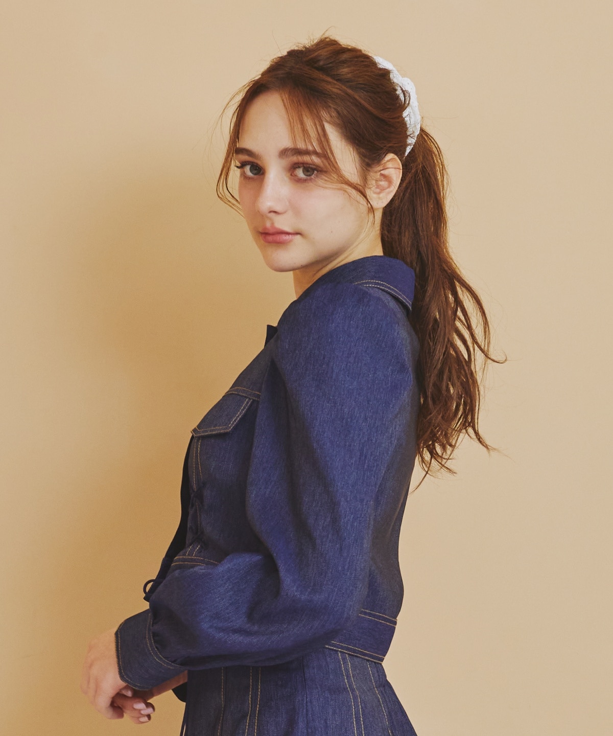 デニムライクレースアップショートジャケット