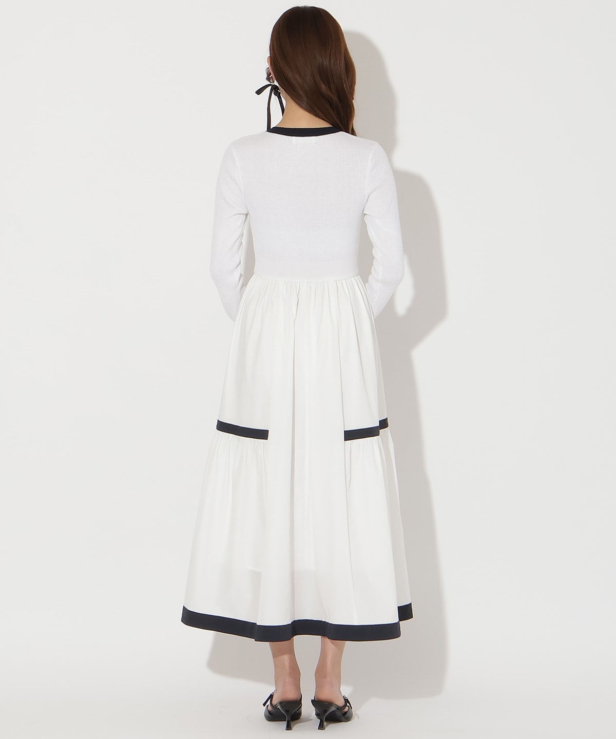 ラメ入り配色ドッキングワンピース(F ホワイト): AND COUTURE｜公式