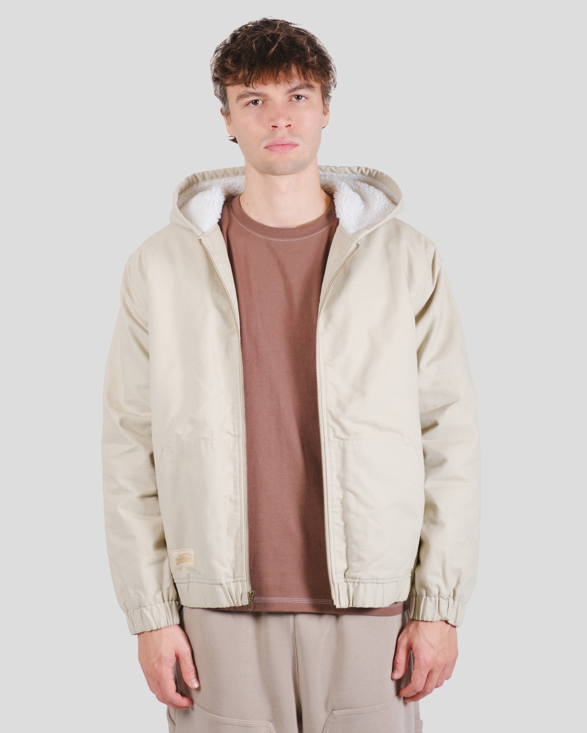 Sherpa Lined Hooded Canvas Jacket