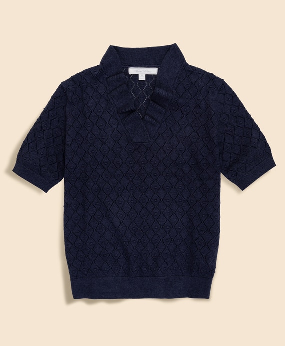 スーピマコットン ストライプ クルーネック ショートスリーブセーター