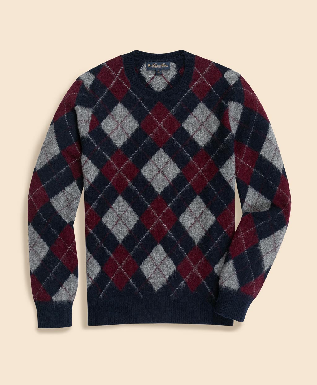 ブラッシュドウール アーガイル クルーネックセーター | Brooks