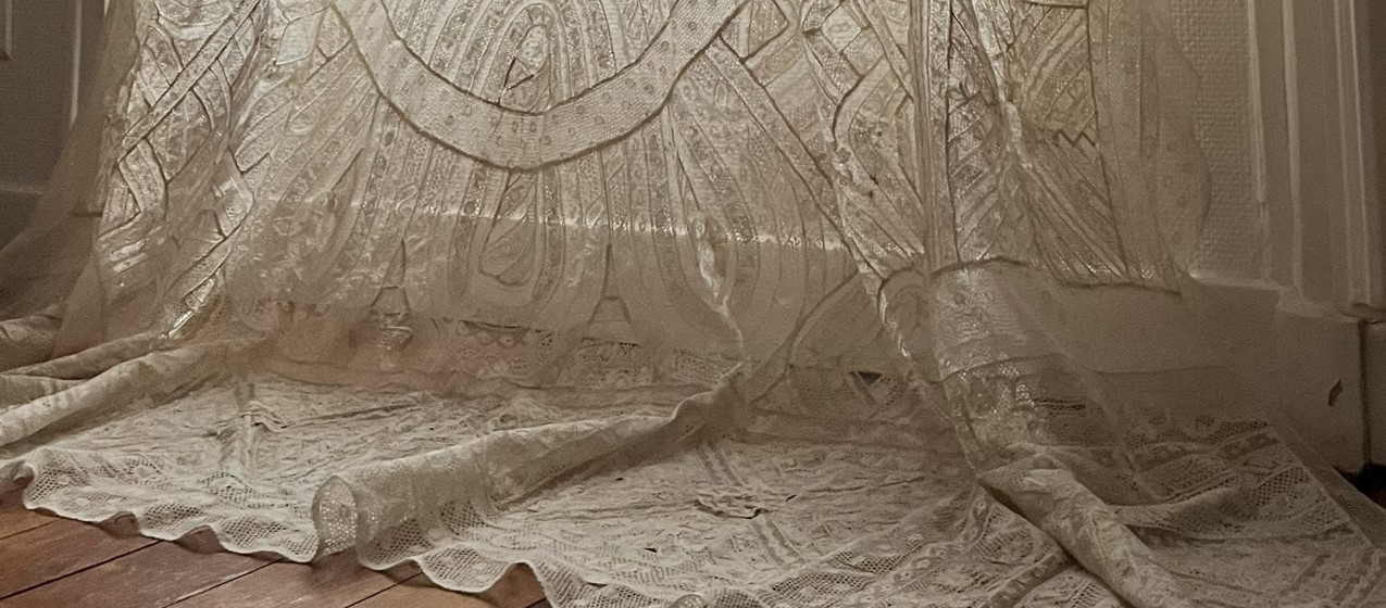 L2718 フランスアンティークレースボーダー/テープレース 19世紀ポワン