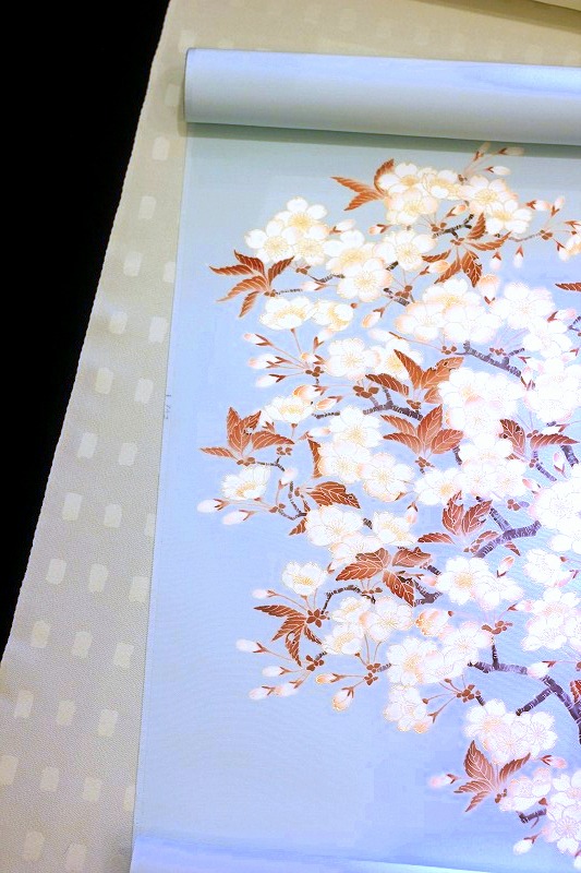 手描き友禅九寸名古屋帯/山桜 京都小阪
