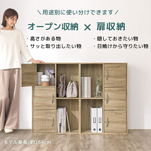 カラーボックス 2列 3段+2段 扉付き 本棚 ラック おしゃれ ぼん家具