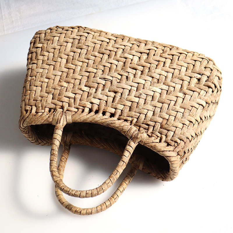 くるみ・カゴバッグ/網代編み・扇型/中サイズ 幅34cmx本体の高さ19cmx