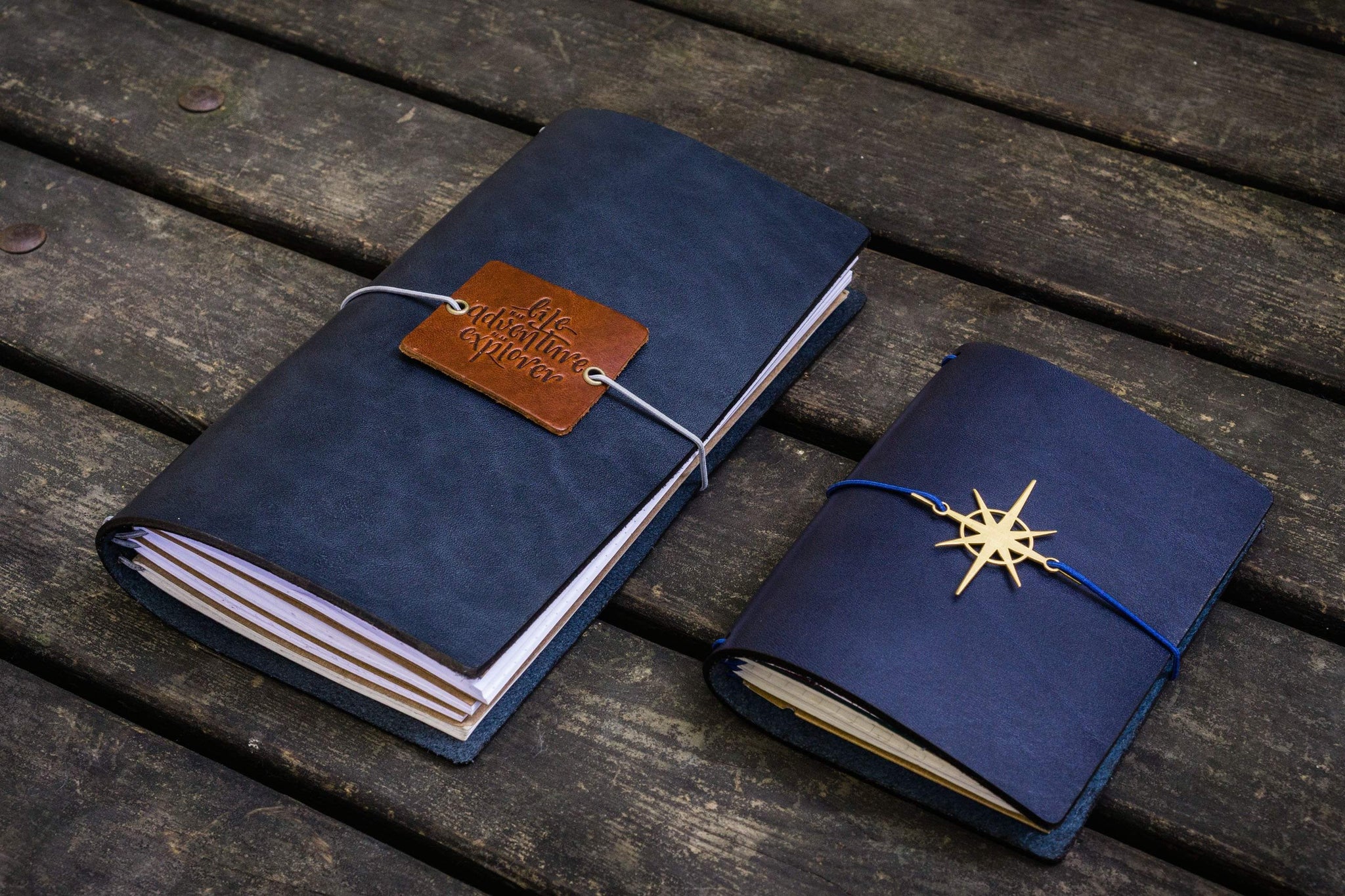 Traveler's Notebook Leather Cover - Navy Blue - Galen Leather