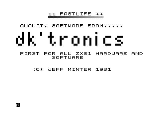 Early and lost Jeff Minter ZX81 title 'Fastlife' recovered