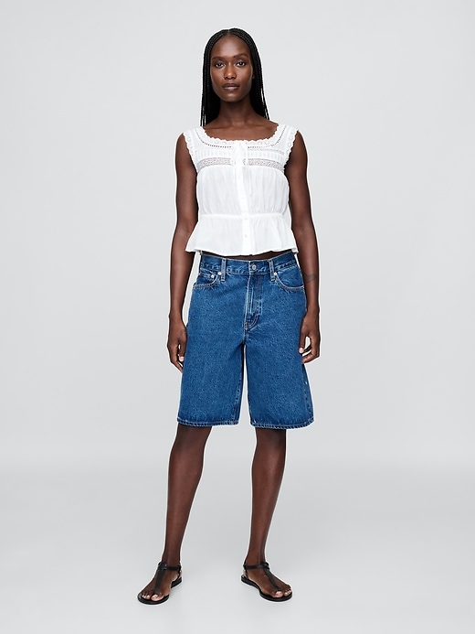 Lace-Trim Peplum Top | Gap