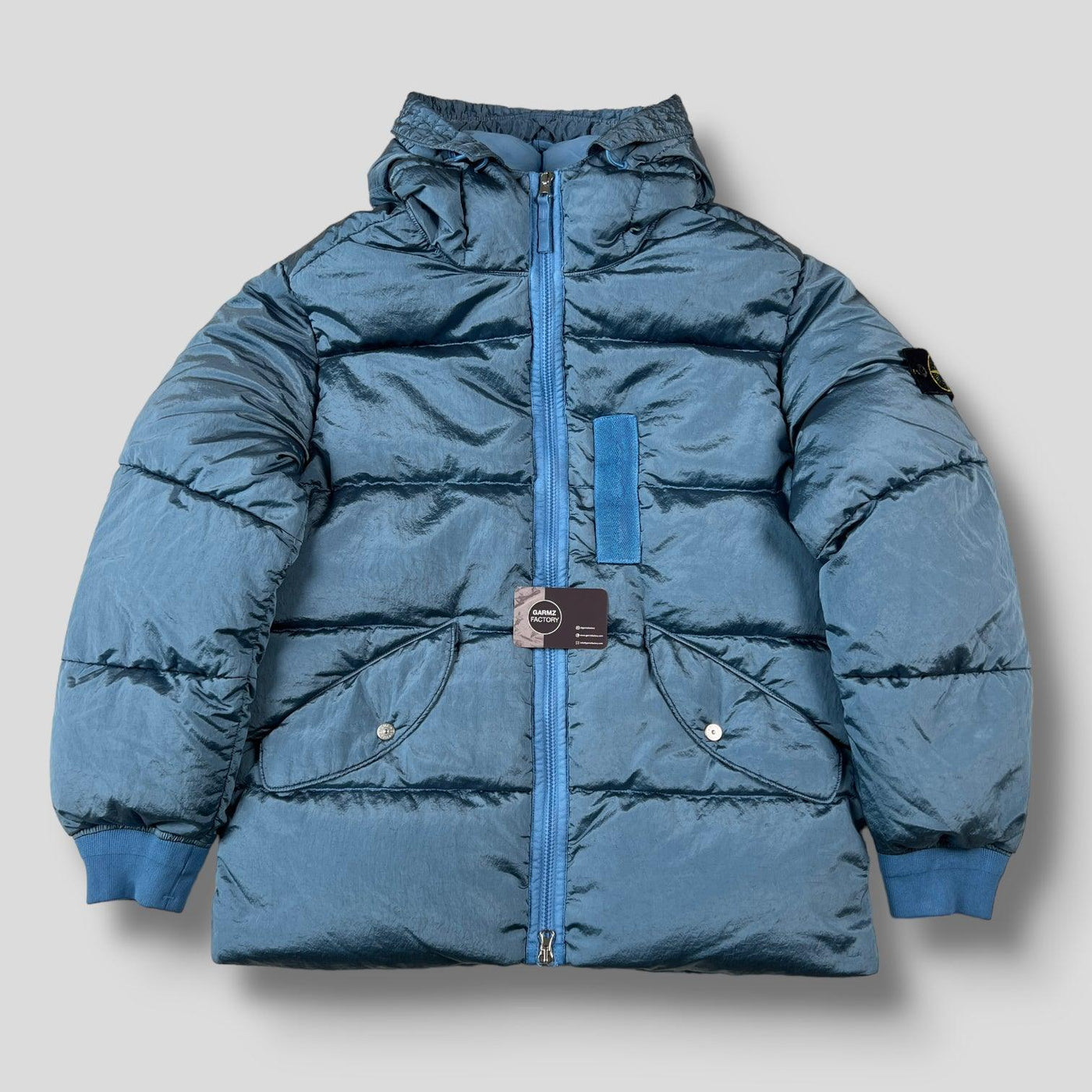 Stone Island Nylon Metal Econyl Hooded Down-TC Jacket Blue – Garmz