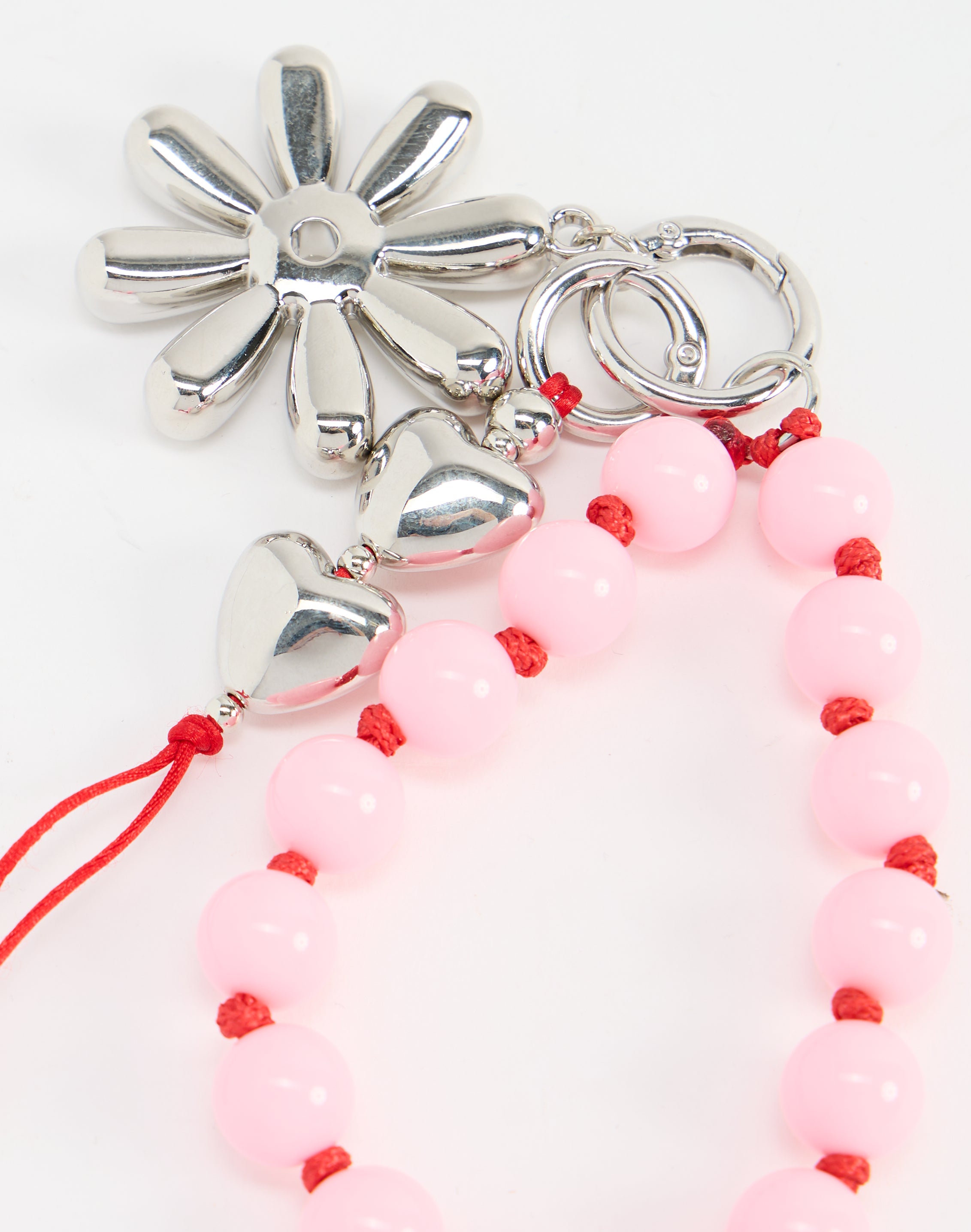 Hardware Beaded Bag Charm in Pink X Red X Silver | Glassons US