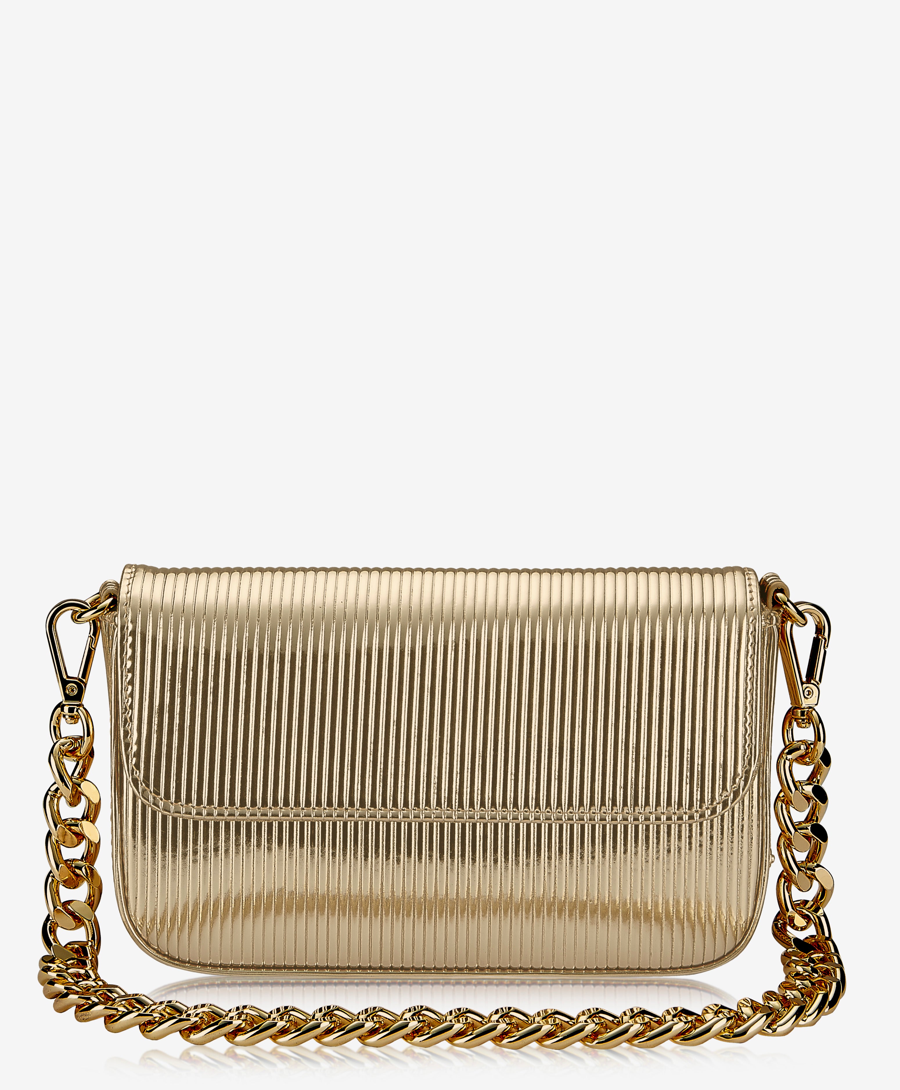 Twiggy Shoulder Bag | Gold Embossed Stripe Leather