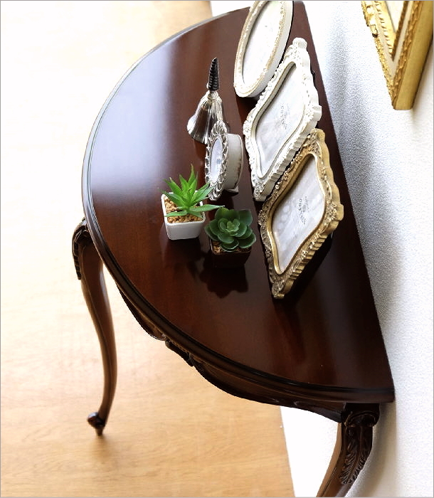 コンソールテーブル マホガニー 無垢材 アンティーク風 クラシック 猫