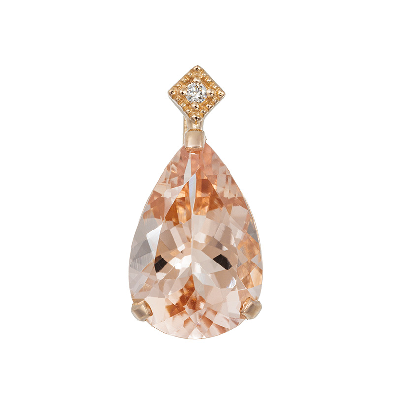 未使用 モルガナイト K18 ペンダントトップ ペアシェイプ 未使用