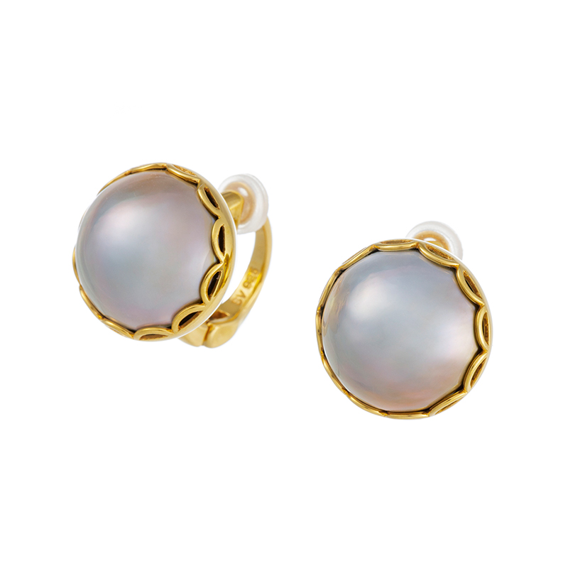 GSTV パラジウムシルバー950 マベパール フェザータッチイヤリング P