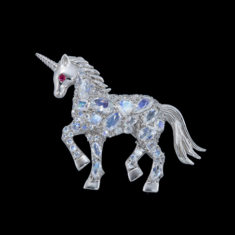 GSTV パラジウムシルバー950 レインボームーンストーン ルビー