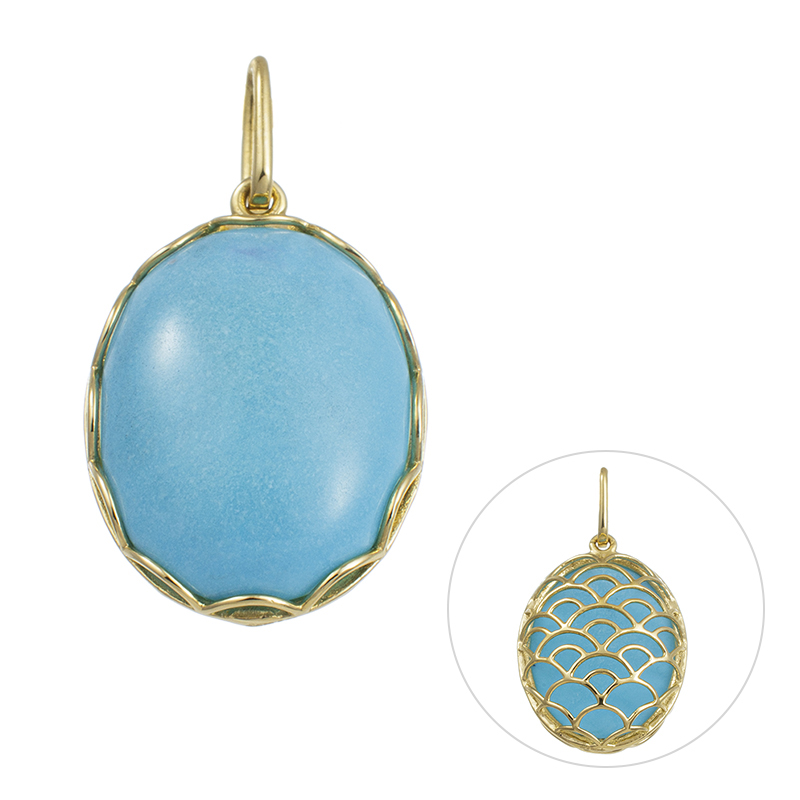 GSTV K18YGスリーピングビューティーターコイズペンダントブローチ