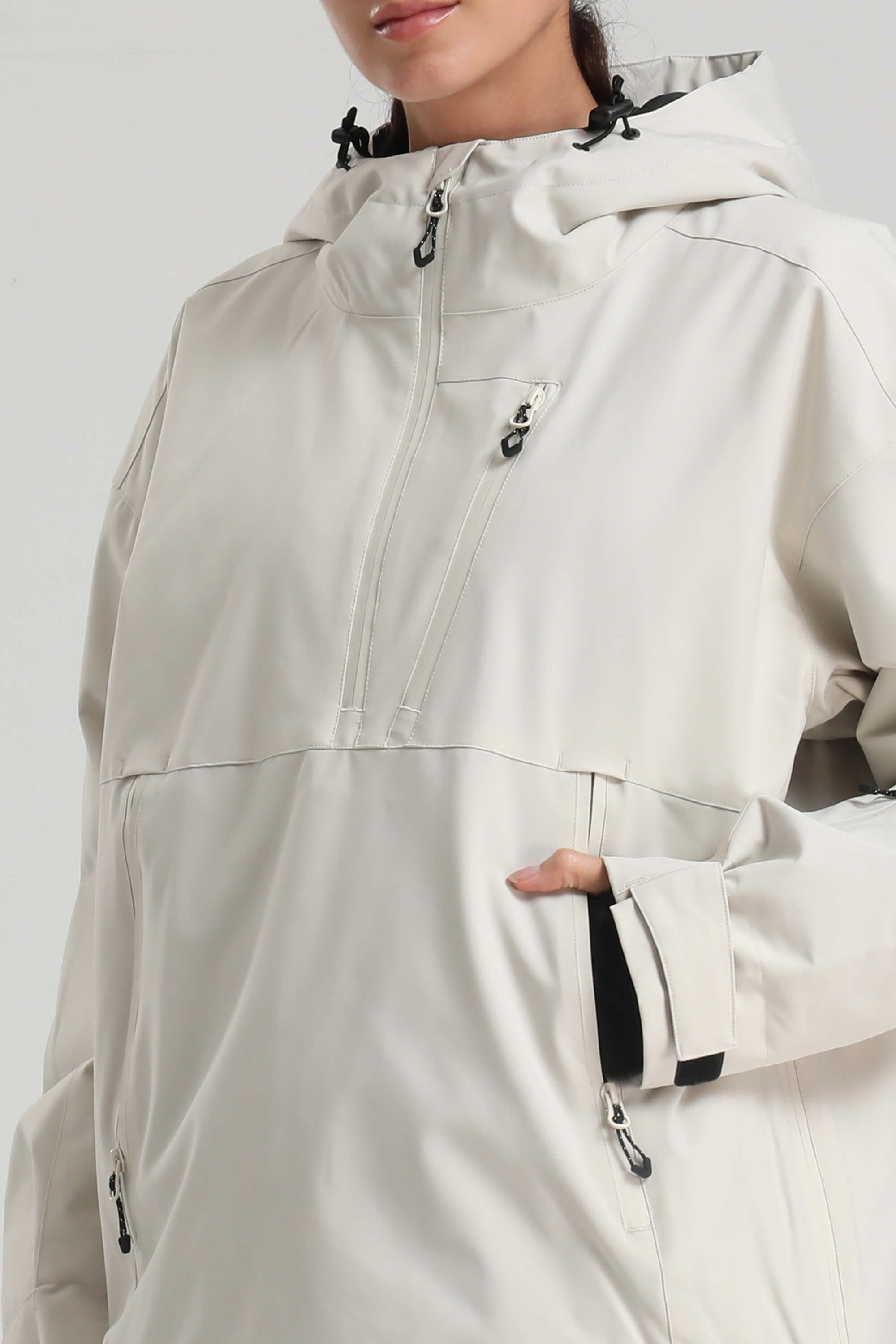 Women's Off White Side-Zip Vent Fully Sealed Insulated Snow Anorak