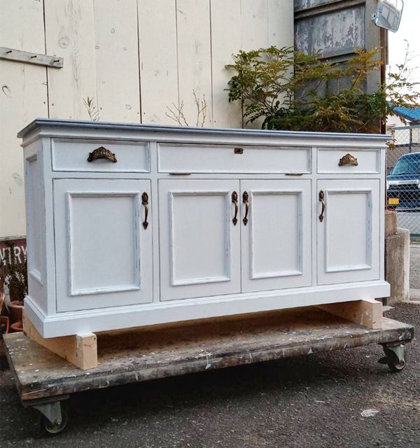 フランス家具調オーダーメイドサイドボードW1400BlancDivoire風@大阪