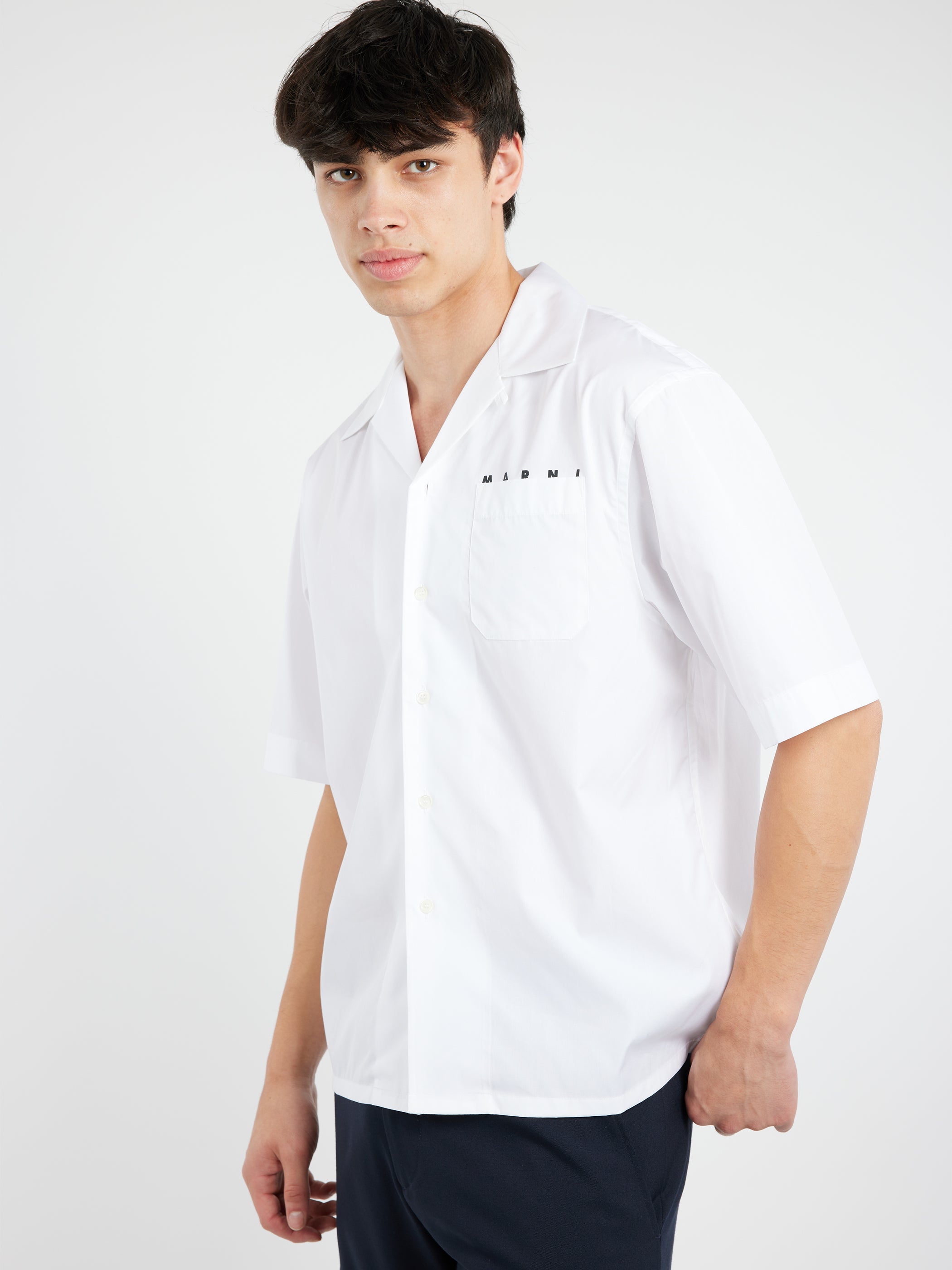 Marni - Bowling Shirt with Hidden Logo in Lily White – gravitypope