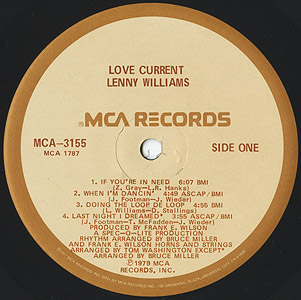 Lenny Williams / Love Current(LP) / MCA 1979 USオリジナル盤 EX-/EX