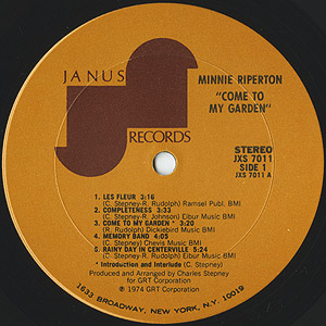 Minnie Riperton / Come To My Garden(LP) 2nd / Janus 1974 US