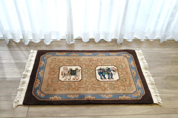 唐三彩 高級手織りウール緞通 61×91cm | ラグマット・玄関マットの通販