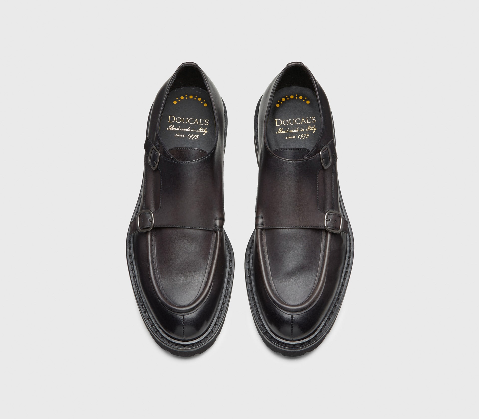Men's leather double-buckle shoe | graphite - Doucal's