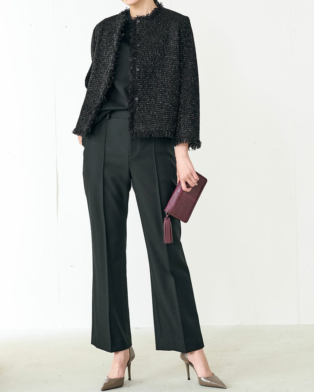 ラメツイード・ノーカラージャケット/DoCLASSE