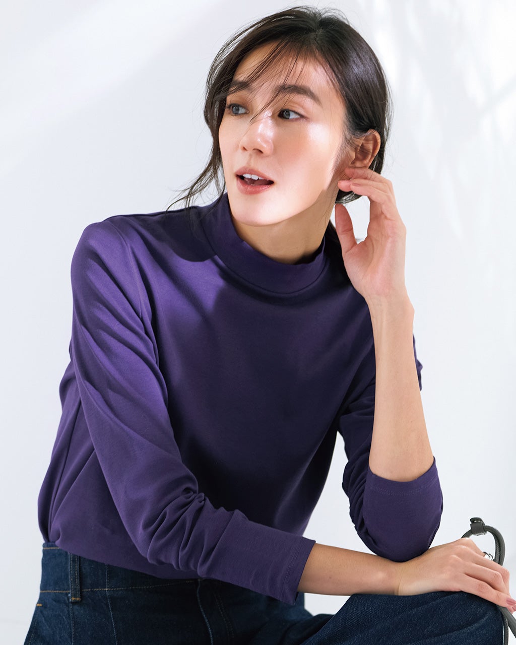 超長綿ハイネック／無地/DoCLASSE