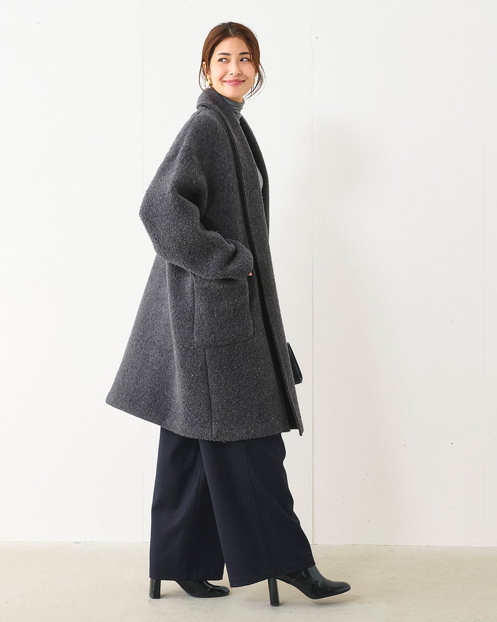 ストレッチウール・ショールカラーコート/DoCLASSE