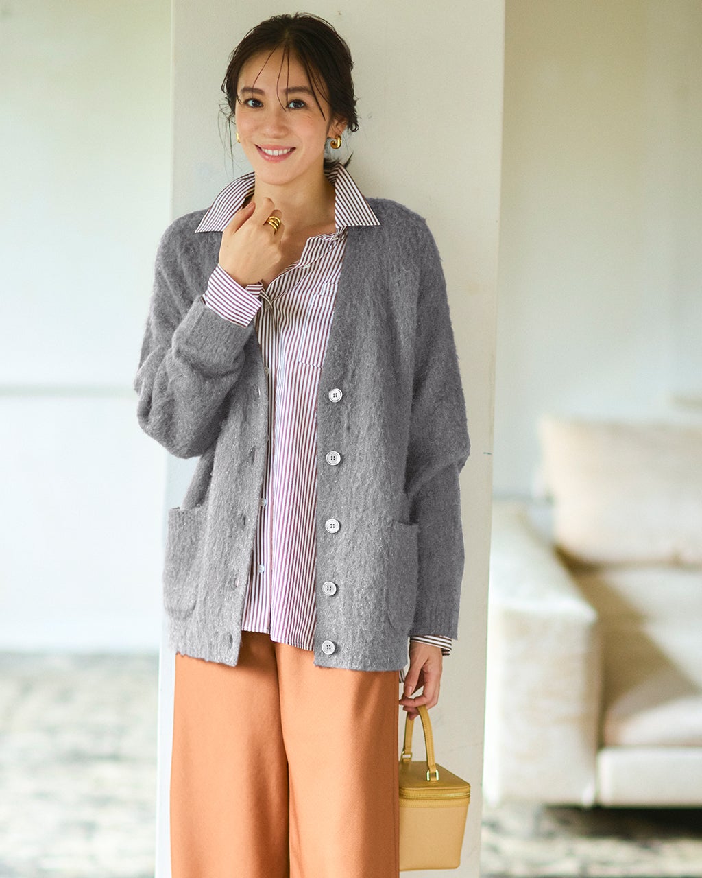 モヘア混シャギー・Vネックカーディガン/DoCLASSE