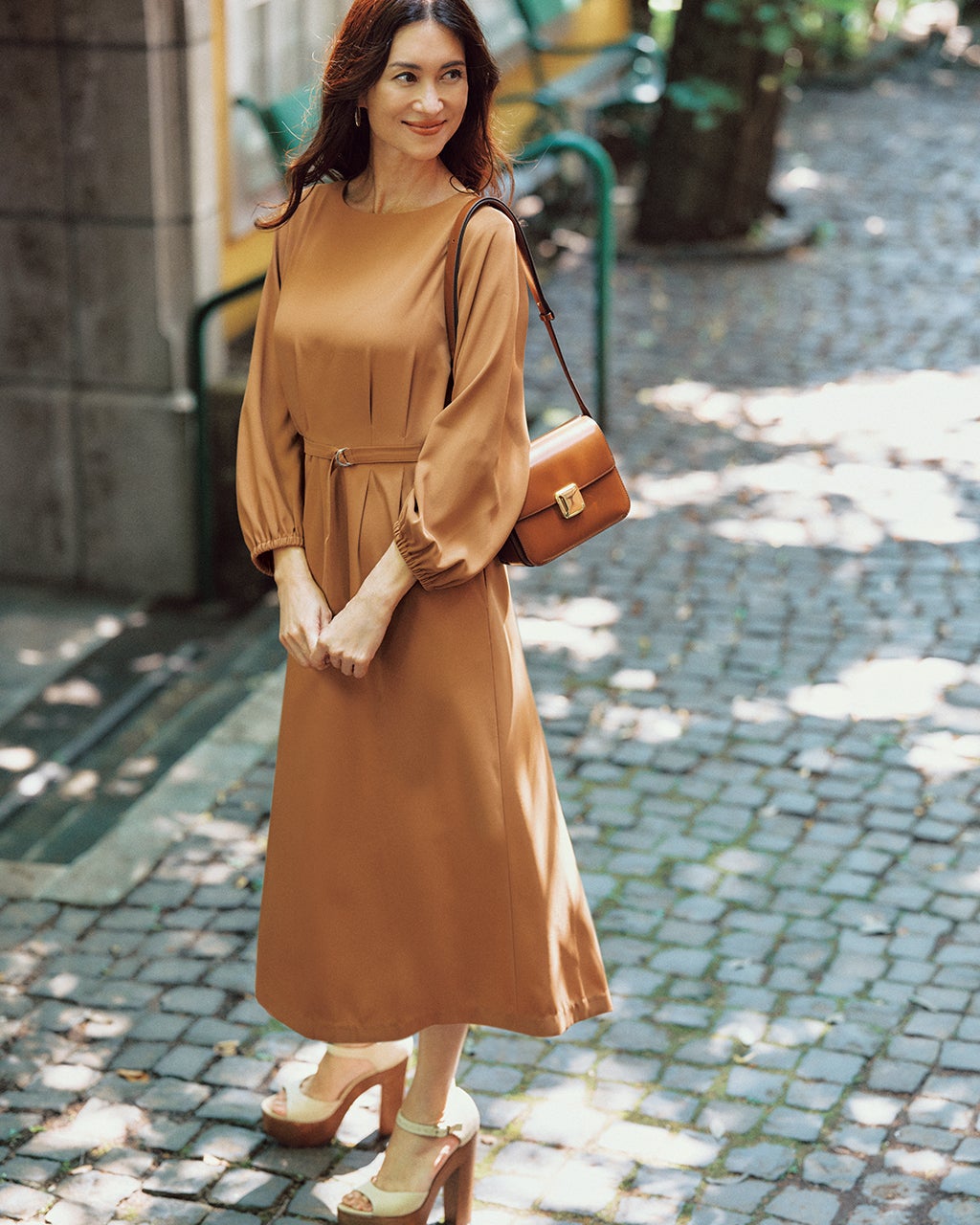 ジョーゼット・ウエストタックワンピベルト付/DoCLASSE