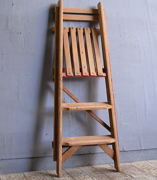 イギリス アンティーク ステップラダー 脚立 ディスプレイ 12102