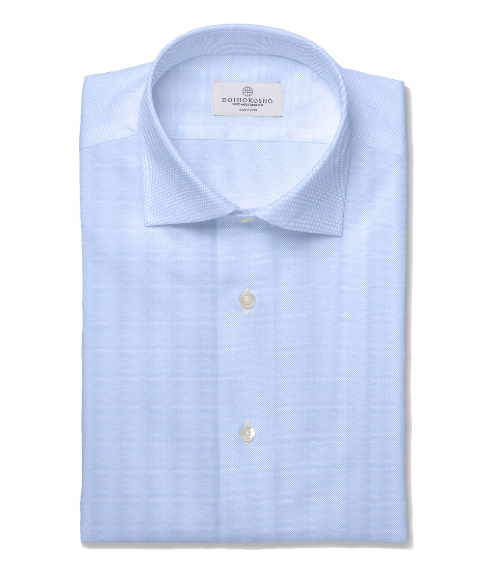 100番手双糸 サックス ロイヤルオックス 無地 ドレスシャツ | 土井縫工