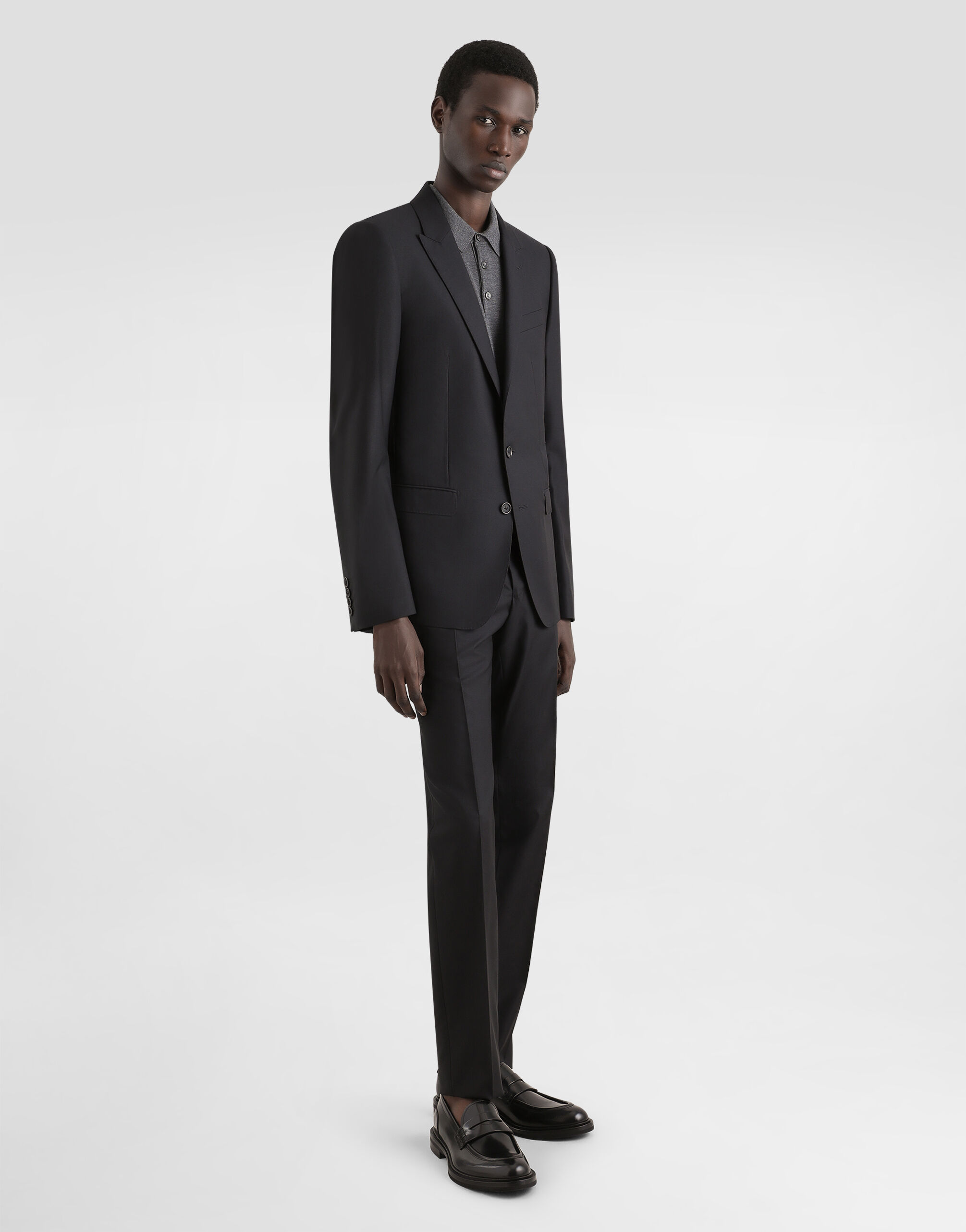 ブラックのメンズ スーツ マルティーニフィット ウール&シルククロス