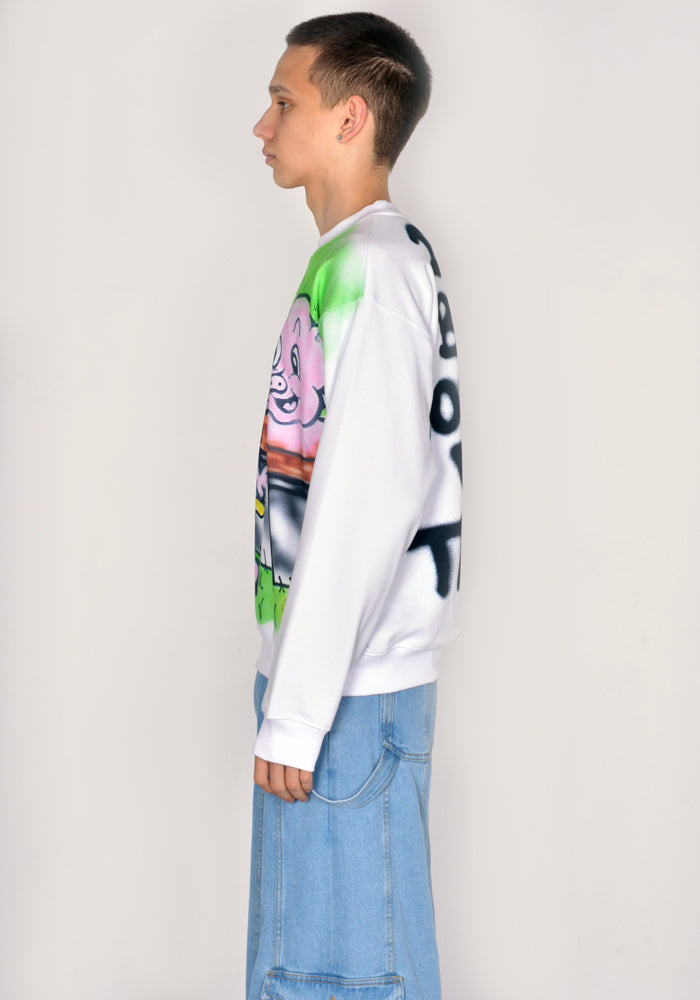 SKY HIGH FARM ALLY BO PIG PRINT SWEATSHIRT WHITE SS23 | DOSHABURI Shop