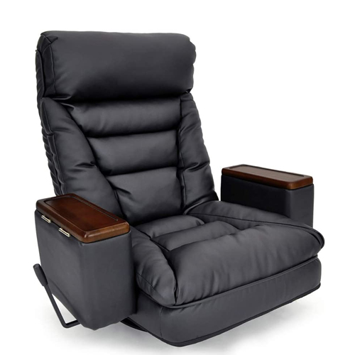 肘掛収納ボックス付 レバー式回転座椅子 アリオン arion-bk hiroplans