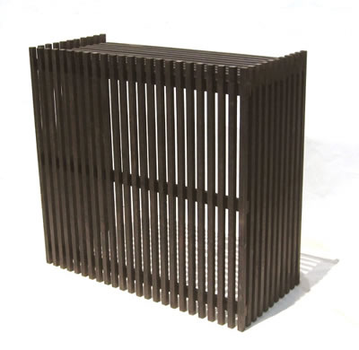 モダンエアコン室外機カバー 縦ストライプ MAC-935DBR ダークブラウン