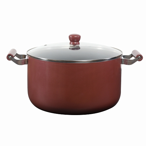 メガサイズ ふっ素加工IH対応ガラス蓋付深型大型鍋32cm HB-6674 パール