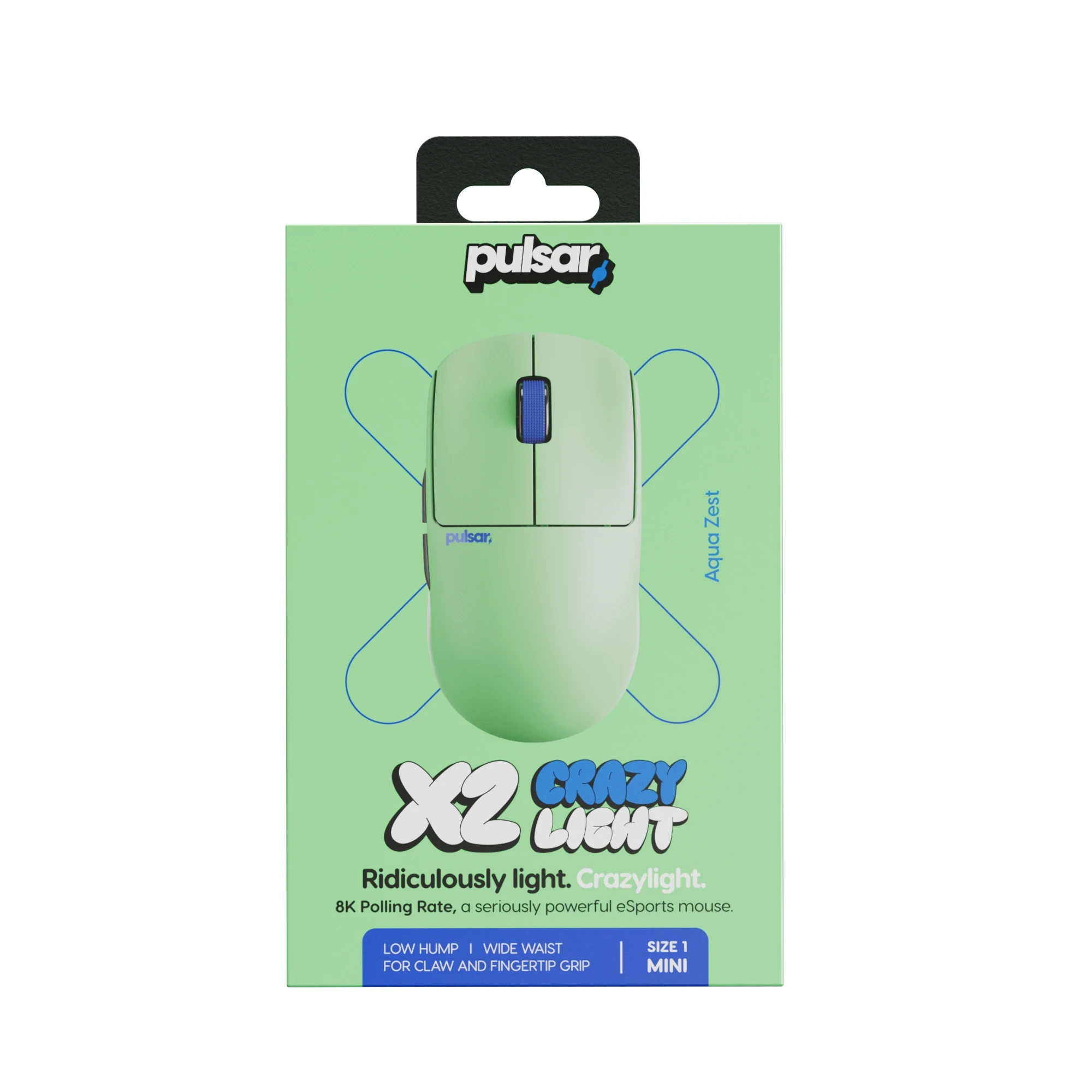 Pulsar Wireless Gaming Mouse X2 CrazyLight Aqua Zest 8K - English