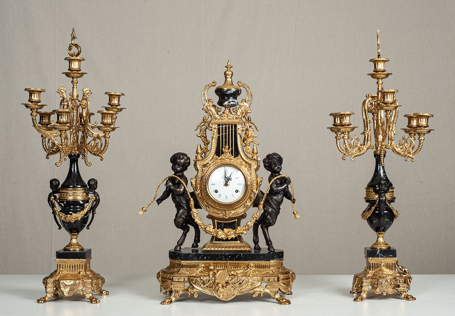 F-9B-62B-SET Clock and Candelabra Set – David Michael Furniture